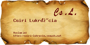 Csiri Lukrécia névjegykártya